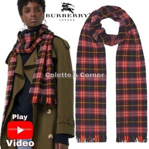 Burberry Multicolor Check Merino Wool Black Plaid Scarf